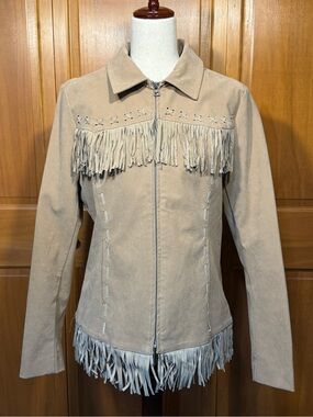 Fornia Western Wear Fringe Faux Suede Jacket